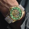 Man Steampunk Skeleton Fully Automatic Mechanical Watch Luminous Waterproof Stainless Steel Strap