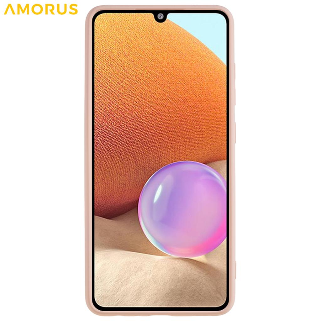 AMORUS For Samsung Galaxy A32 4G (EU Version) Case Precise Cutouts TPU Fiber Lining Shockproof Phone Cover