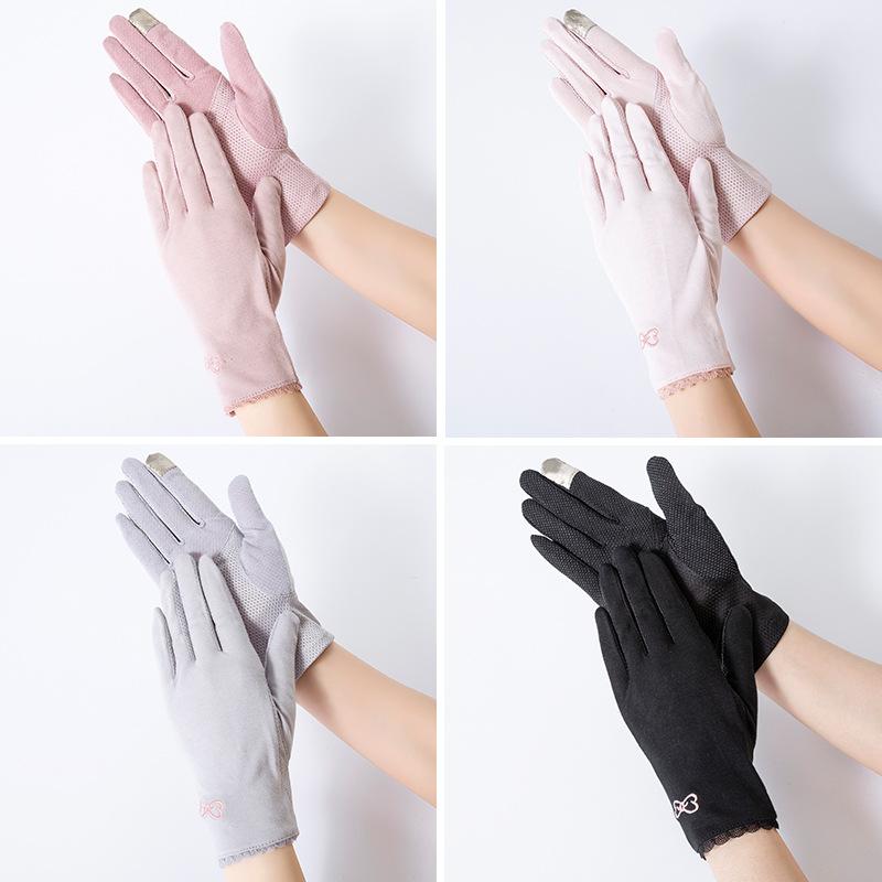 New Summer Women's Cotton Non Slip Breathable Sun Protection Gloves Riding Driving UV Rays Thin Touch Screen