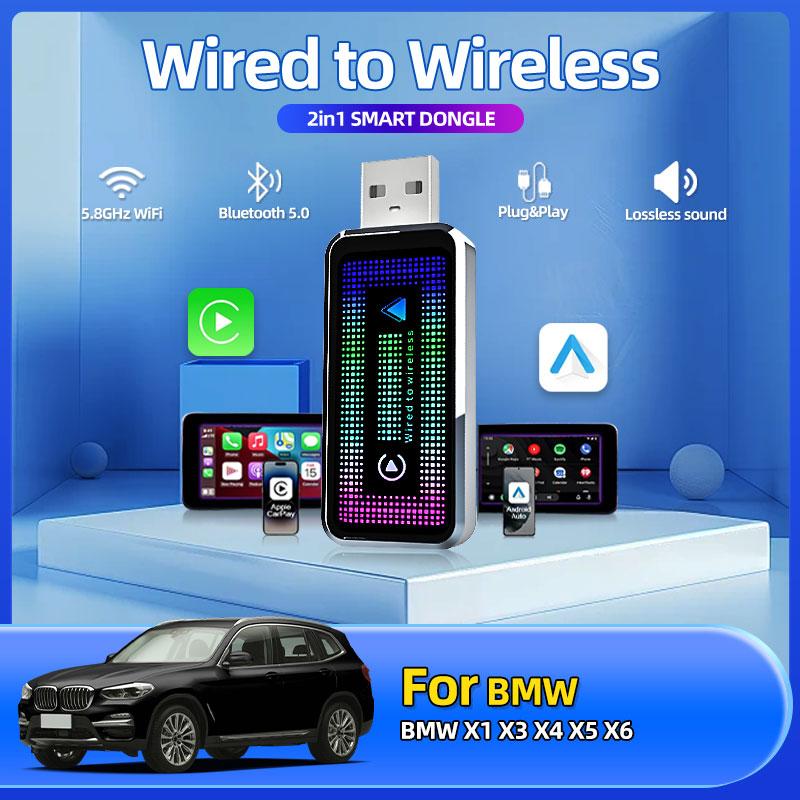 

2-в-1 Беспроводной CarPlay Android Auto Беспроводной Умный Донгл Мини-Бокс Plug And Play Для BMW X1 X3 X4 X5 X6 Автомобильные аксессуары Инструменты For BMW X1 чёрный