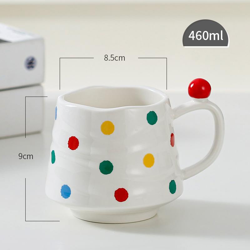 

Красочная кружка в горошек, керамическая чашка, креативная чашка высокой ценности, студенческая чашка для питья воды, чашка для завтрака, кофейная чашка 450ml
