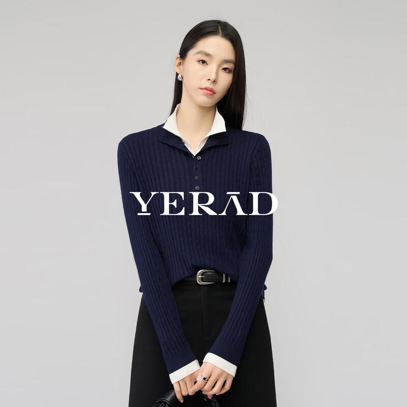 Women s Faux Two-Piece Cable Knit Wool Blend Sweater M