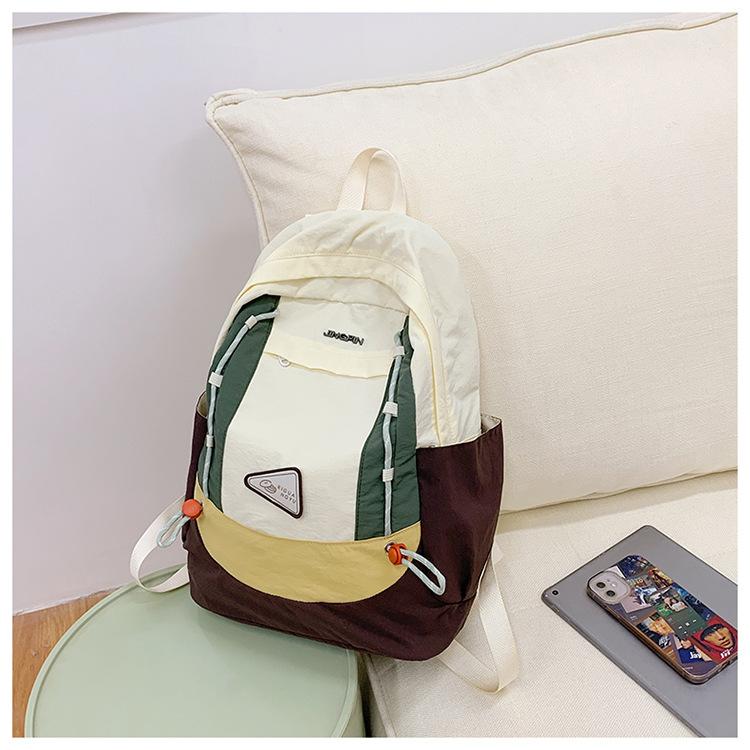 Schoolbag new high-value Mori ins fresh and sweet contrasting color tooling wind backpack junior high school students lightweight backpack