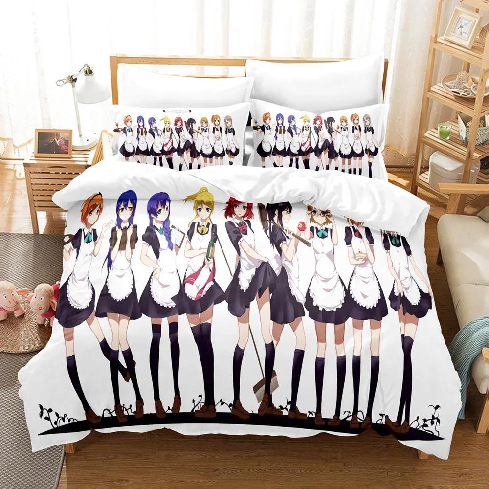 3D Printed Love Live Bedding Set Pillowcase Anime Duvet Cover Double Twin Full Queen King Adult Kids Bedclothes Quilt Cover