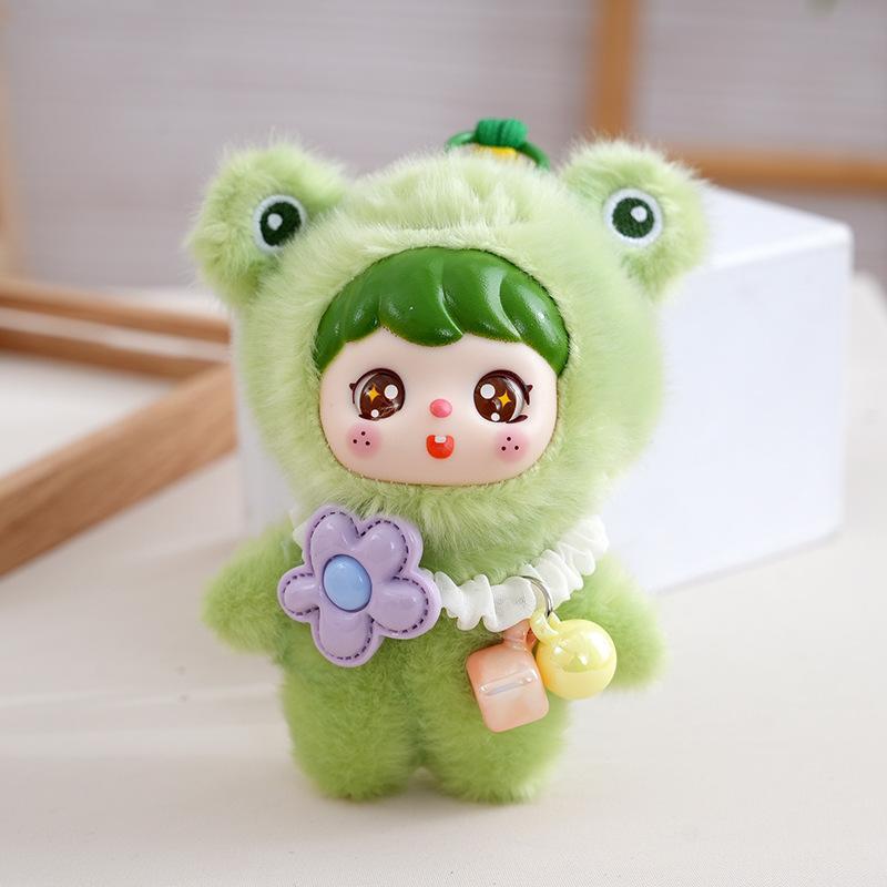 Fluffy Plush Vinyl Doll Keychain Cute Kawaii Animal Cosplay Design Pendant for Handbag Purse Key Accessory Girls Gift