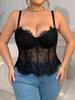 European & American Plus Size Lace Sexy Underwear Fishbone Corset See-Through Camisole