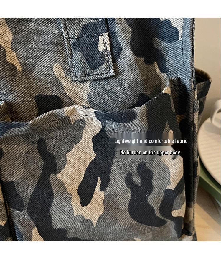 Women's Large Camouflage Canvas Tote - Versatile, Fashionable Handbag for Commuting