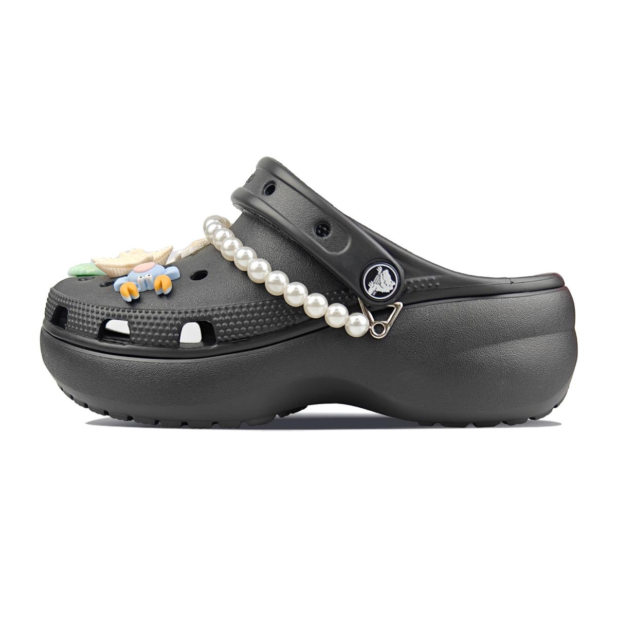

Crocs Classic Platform Clog Пляжная прогулка Океанские звезды Тренд Милые Крутые Дырявые туфли Женские Черные Синие 34-35 чёрный