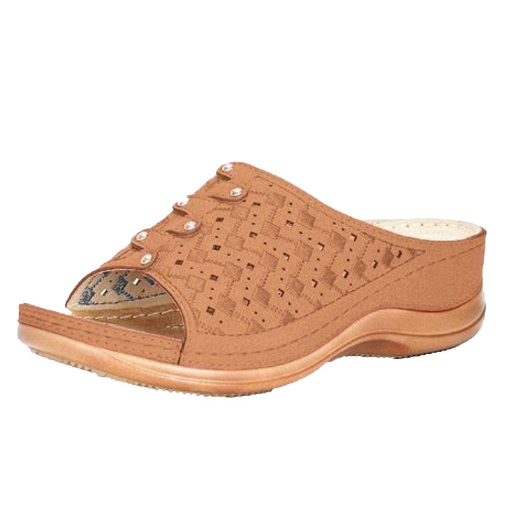 Womens Shoes Wedges Sandalias Hollow Out Solid Peep-toe Slippers