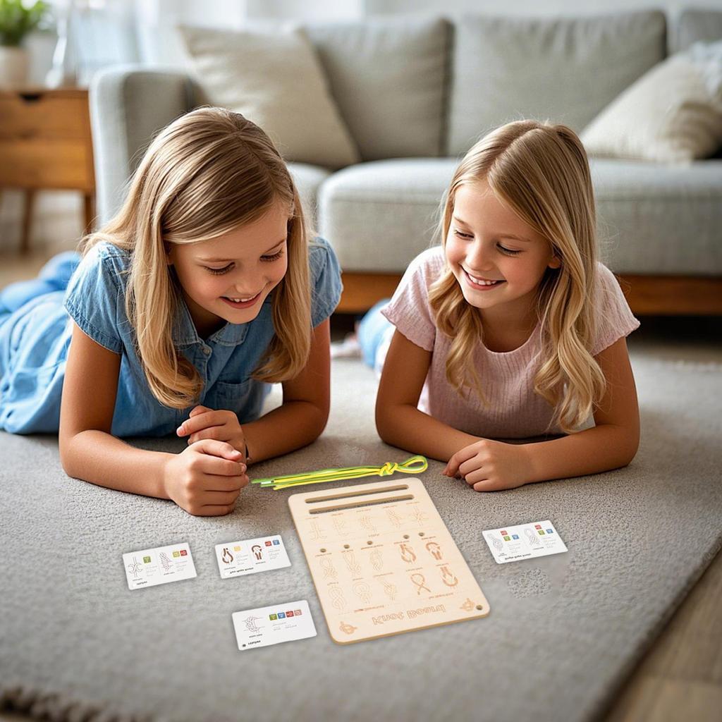 Knot Tying Board For Kids Wooden Educational Activties Knot Training Board For Children Boys Girls Home Birthday Party Nursery