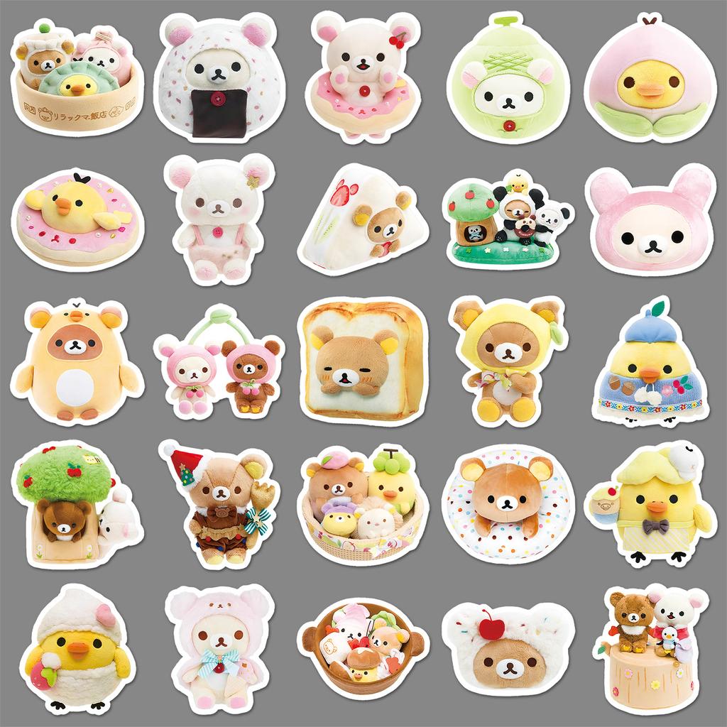 54 Pieces of Relaxed Bear Graffiti Stickers Cartoon Cute Ins Fenggu Card Decorative Mobile Phone Case Water Cup Creative DIY Stickers