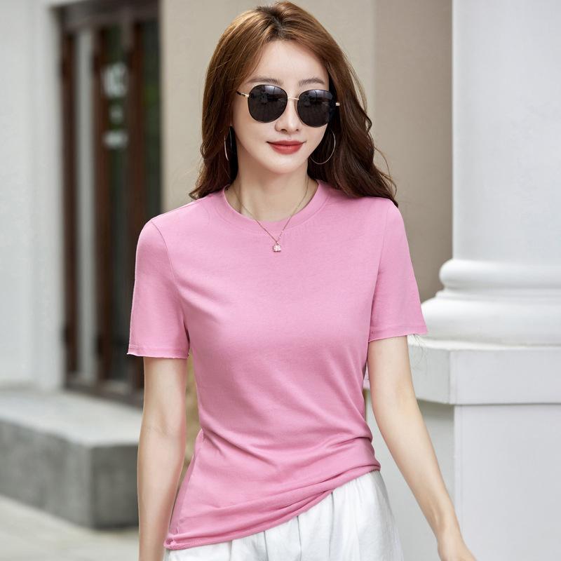 Summer Casual Loose New Solid Color T-Shirt for Women Short Sleeve Thin Internet Celebrity Hot Item