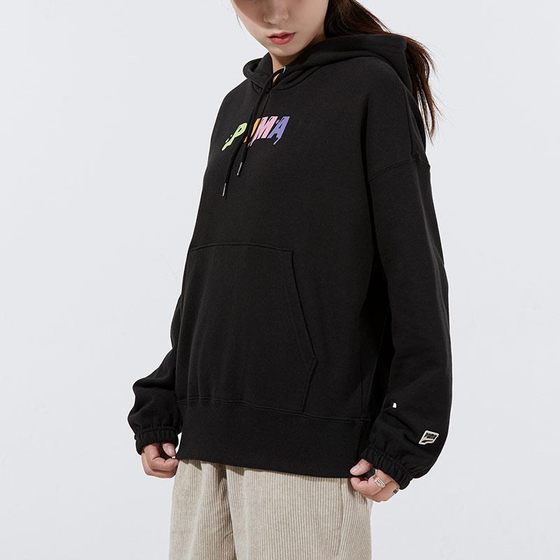 Puma Downtown Printed Logo Hoodie Women Hoodie Black 533049-51