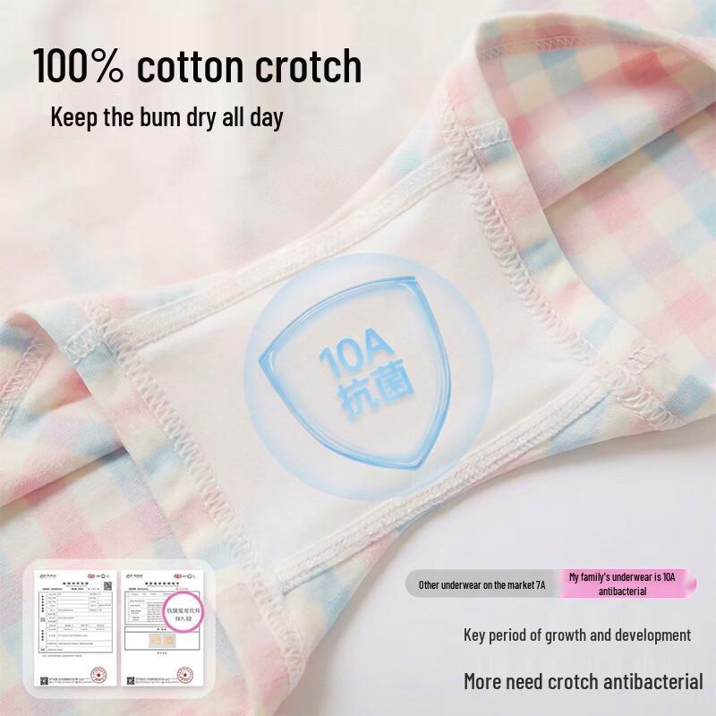 Niduo Bear Girls' Cotton Boxer Briefs