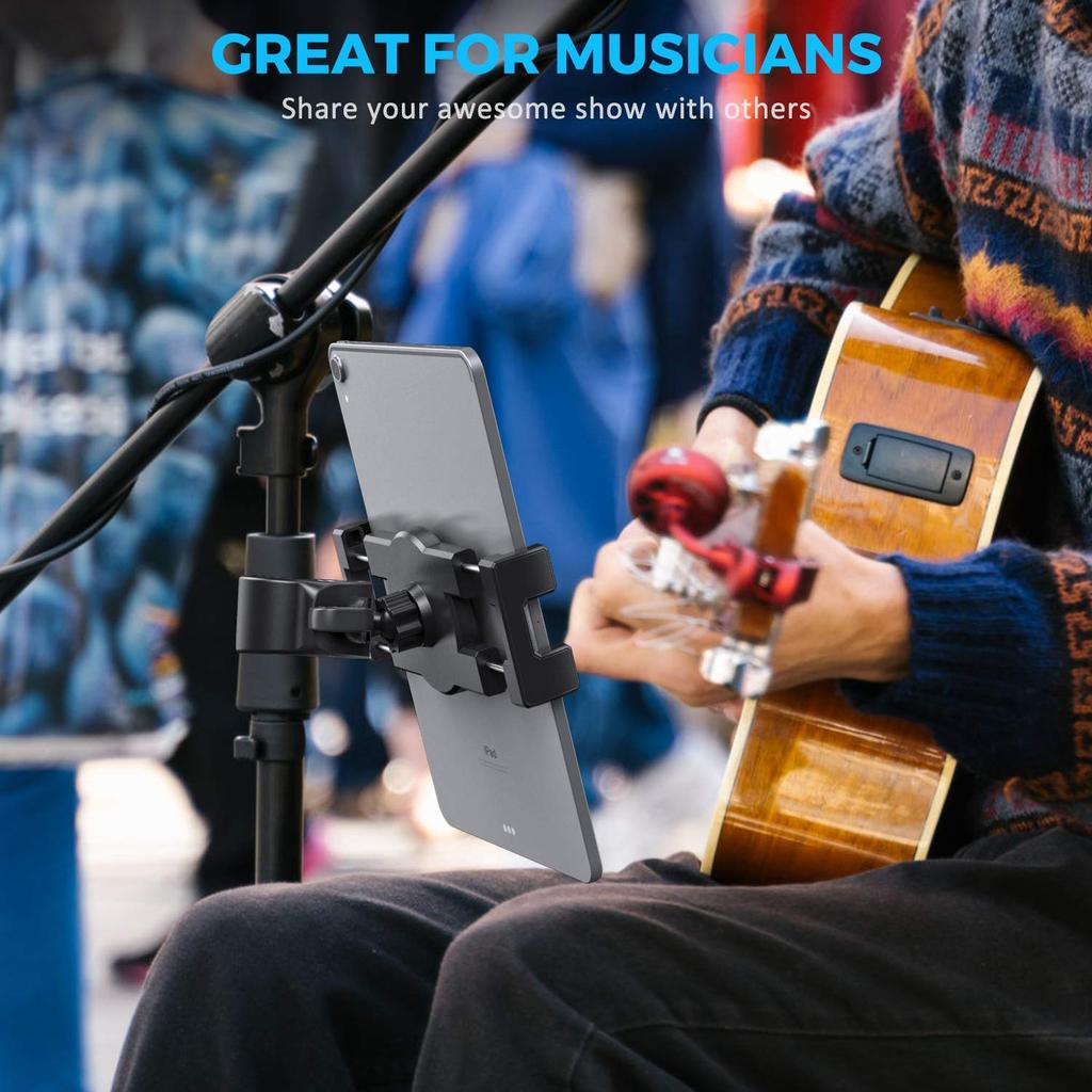 KDD Bike Tablet Holder Mount Stand Smartphone Holder Stroller Tripod Tablet Holder with Rack for Spin Exercise Fitness and Microphone Fits iPad Pro