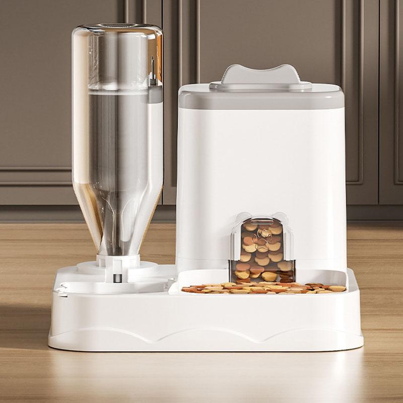 Pet Feeder Water Dispenser Cat Dog Bowl Automatic Drinking Eating 2 In 1 Integrated Pet Feeding Watering Station Non-slip