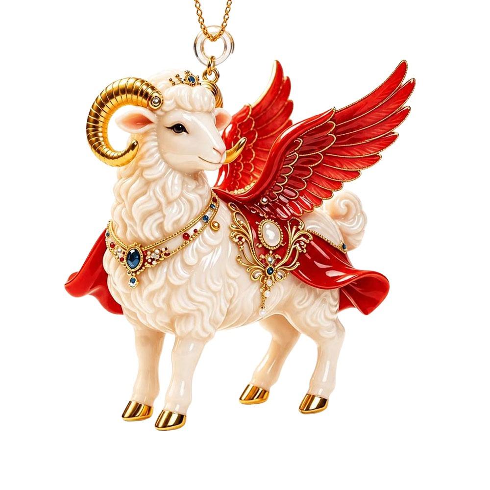 Acrylic Goat Hanging Ornament 2D Flat Animal Hanging Decoration Holiday Party Decor