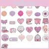 Charming Cartoon Style Pink Lettered Brooch Set With Unique Designs And Vibrant Colors For Stylish Accessories