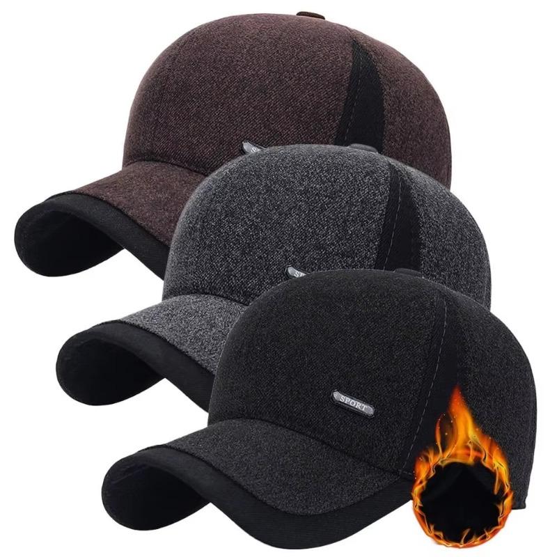 Fashion Middle-aged and Elderly People Winter Thickened for Keep Warmth Baseball Cap Men Leisure Splice Ear Protection Duck Tongue Hat