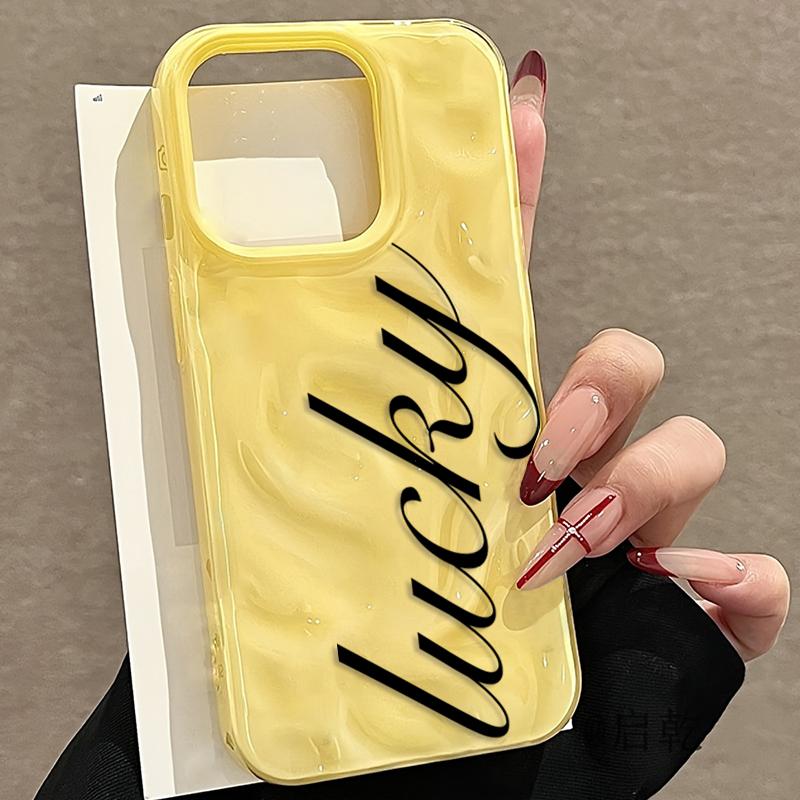 Lucky Letter Phone Case for iPhone 17 16 Plus 15 14 13 12 11 Pro Max Air 16E Candy Wave Texture Soft Silicone Protective Cover