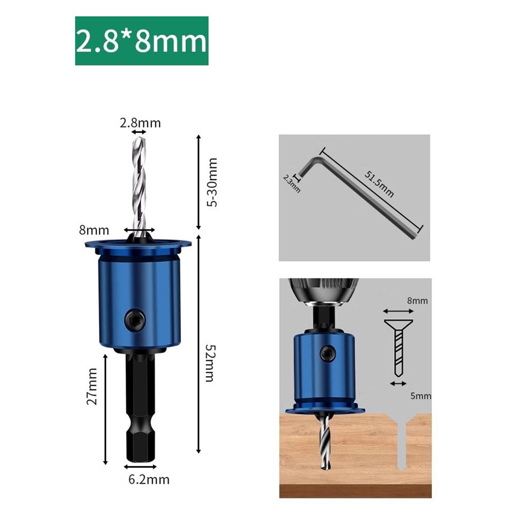 1pc 8mm Shank Drill Bit Core Limiter Countersink Drills Router Bit Woodworking Tool With Hexagon Wrench Woodworking Tools