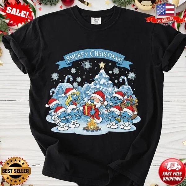 

Smurfy Christmas T-Shirt, Christmas Shirt, Vintage Smurf Xmas Tee S-5XL 4XL