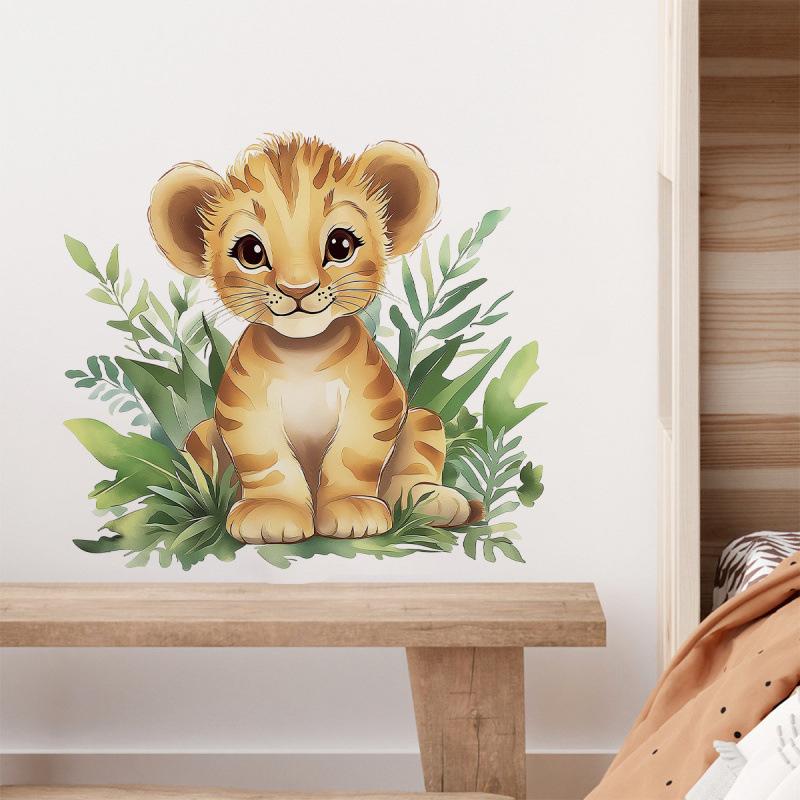 1PC Cartoon Painted Tiger Children's Bedroom PVC Living Room Home Decoration Wall Stickers Self-adhesive PVC