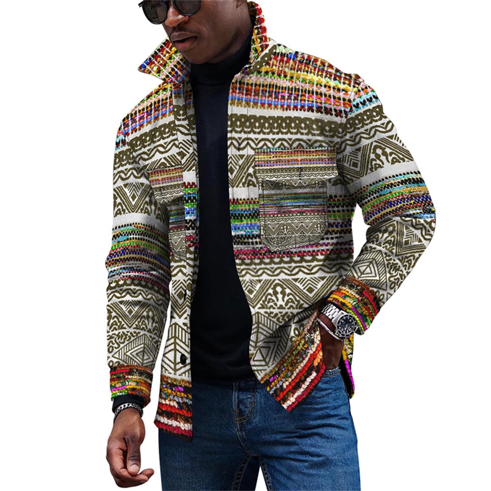 

Мужская модная тенденция, повседневная повседневная куртка на пуговицах с длинным рукавом с принтом XL розовый