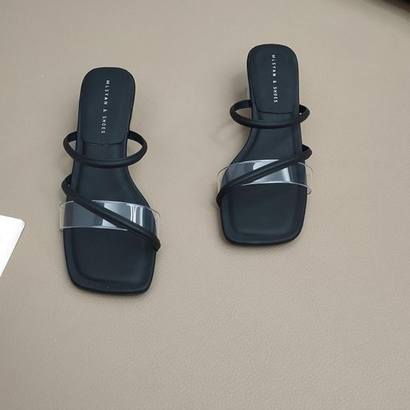 Fashion 2025 Summer Women's Sandals Casual Female Slippers Fashion Sexy Female Shoes Square Heel Open Toe Ankle Strap Sandals Sandalias