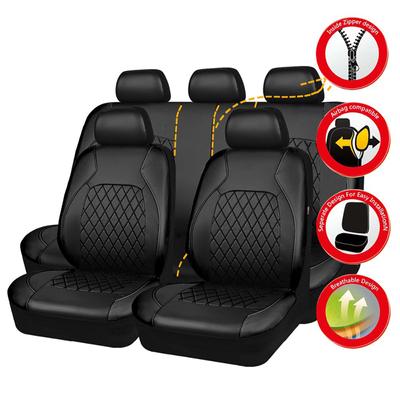 PU Leather Universal Car Seat Covers Airbag Compatible Waterproof Automobile Seat Protector Interior Accessories Fit Most