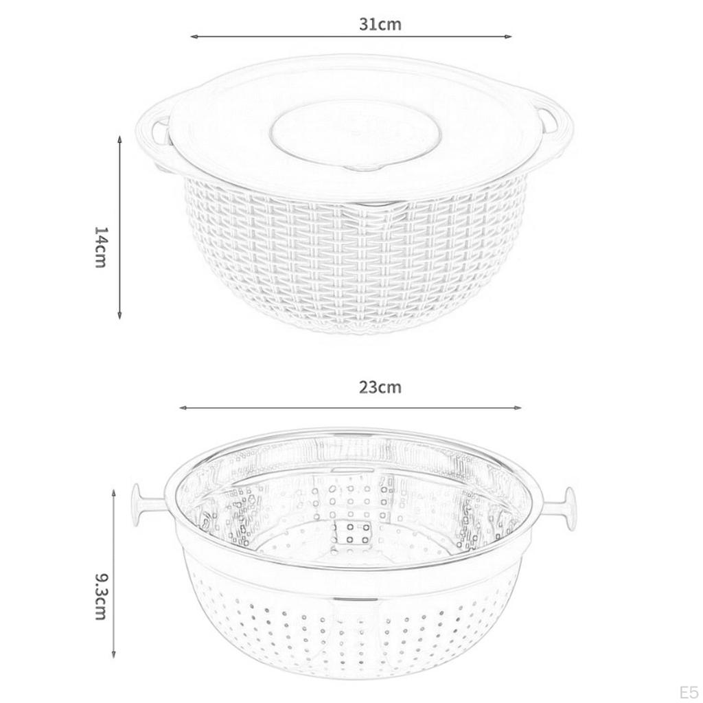 Colander with Mixing Bowl Set Fruit Vegetable Washing Basket Detachable Washer for Grapes Beans