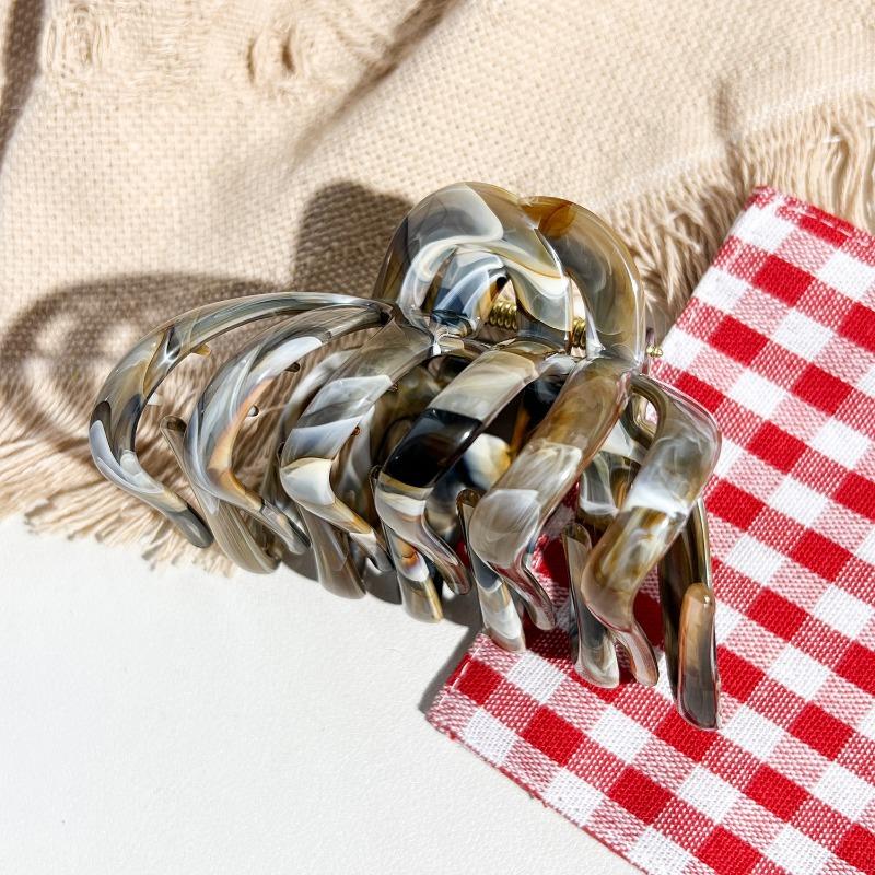 High-end Texture Marble Pumpkin Hair Clip Back of The Head Updo Shark Clip Grappling Clip Hair Accessory