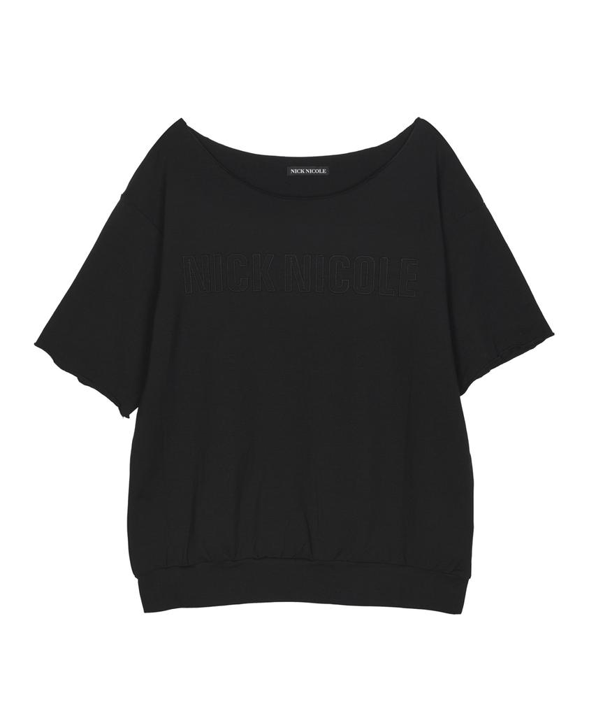 Nigaennikol Raw Cut Half Sleeve Top_Black