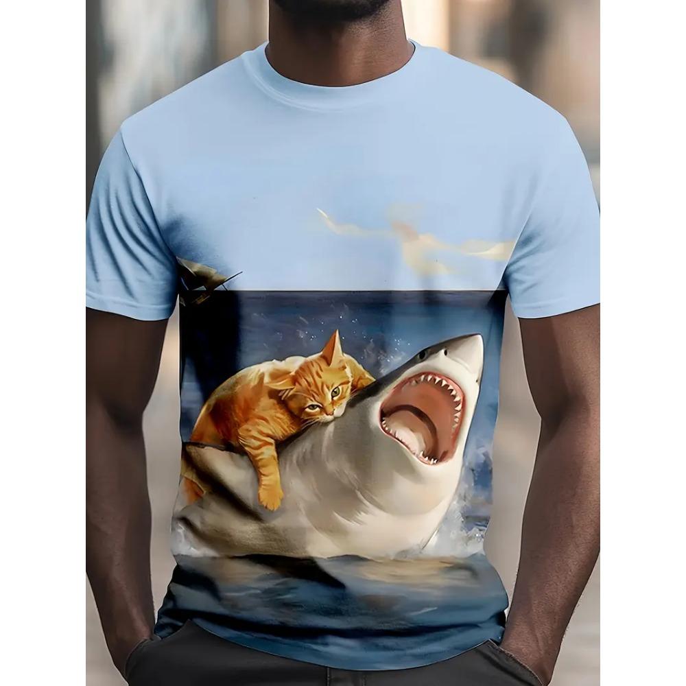 Grumbling Cat Squirrel Pattern T Shirt For Men Funny Animals 3D Printed Tees Casual Short Sleeve Round Neck Tops Street Kids T-Shirts