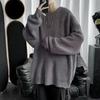 Autumn Winter Men's Loose Fit Sweater Solid Color Casual Retro Round Neck Solid Color Knitted Top