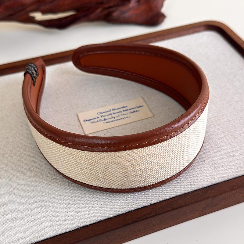 Franse Stijl Haar Hoepel Haarbanden Retro Leer Brede Hoofdbanden Vrouwen Haarband Vrouwelijk Gezicht Wassen Make-up Hoofddeksel Haar Accessoires