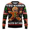 Women's, and Teenagers' Ugly Christmas Sweaters, Christmas Gingerbread Man Patterned Round Neck Sportswear Y2k Clothes
