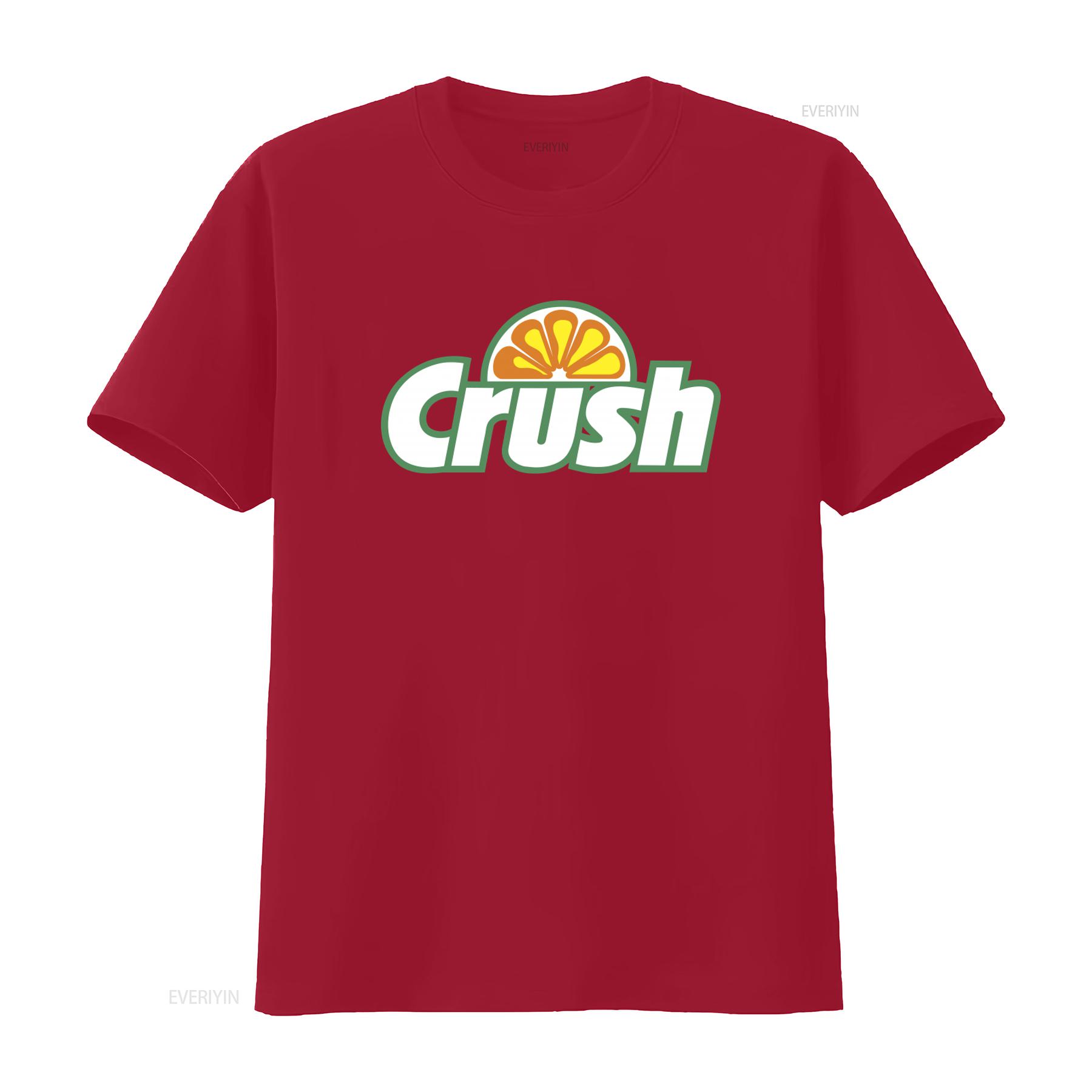 

Retro Style Orange Crush Logo T Shirt for Men and Women vintage Washed homme Slightly fashion Stretched Versatile Unisex S