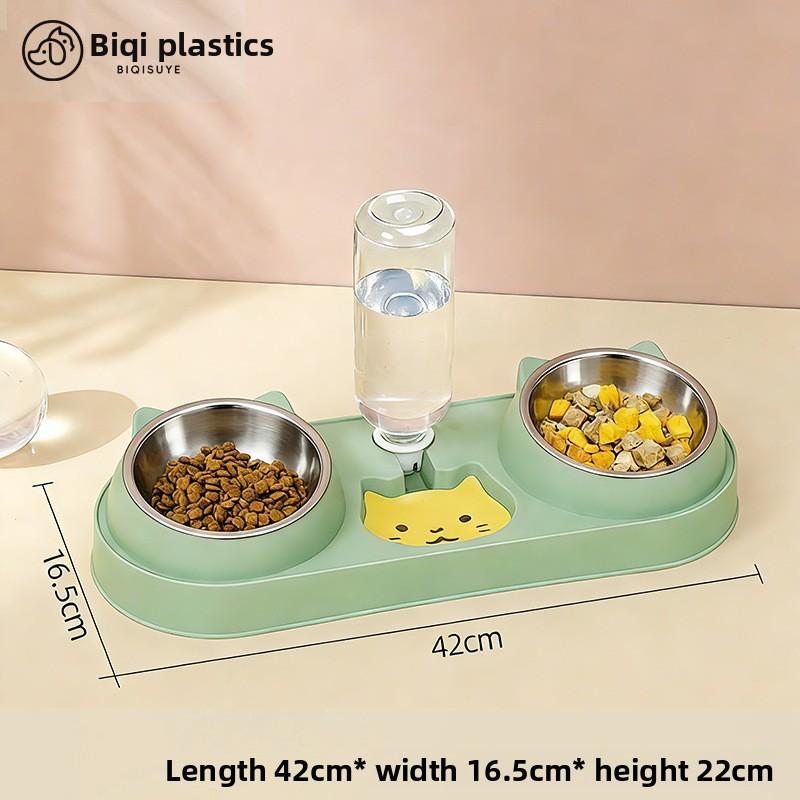Pet Cat Food And Water Bowl Set With Antispill Design For Home Use