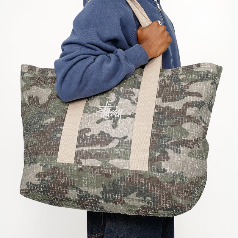 New Stussy Cotton Canvas Tote Bag Shopping Bag Handbag Shoulder Bag Extra Large Unisex Camouflage 134266-CAMO