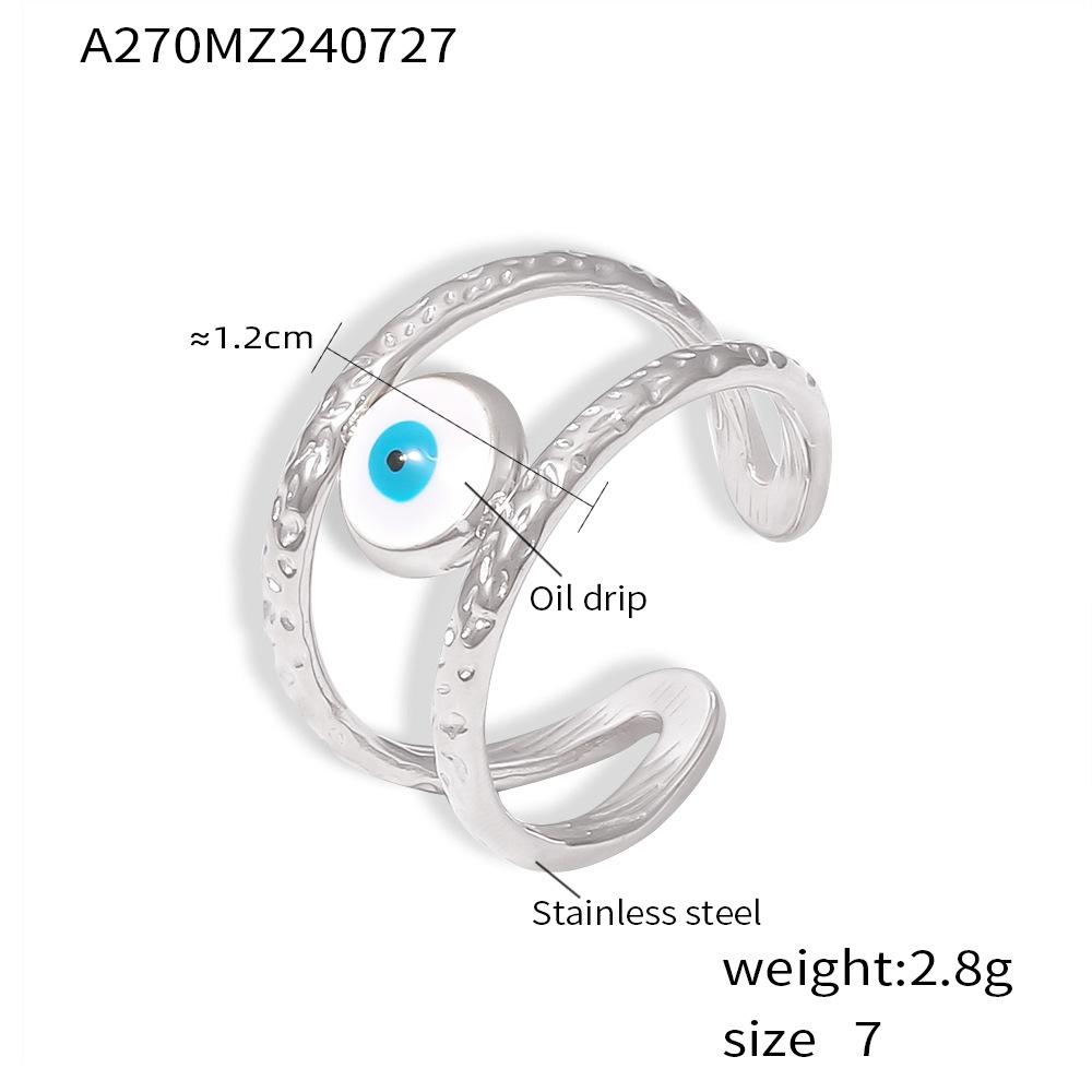 

Персонализированное кольцо с синим глазом, открытое кольцо Niche Devil S Eye, нержавеющая сталь, невыцветающая, женское No. 7