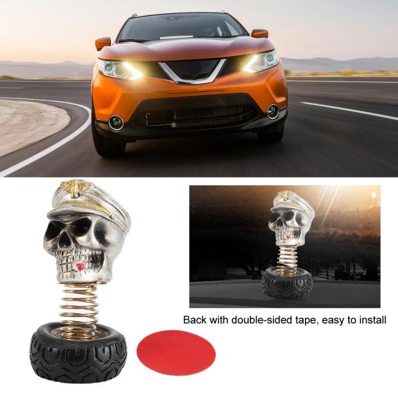 Skull Car Ornament Swing Waving Human Skull Car Interior Decoration Dashboard Ornament Decor Accessories