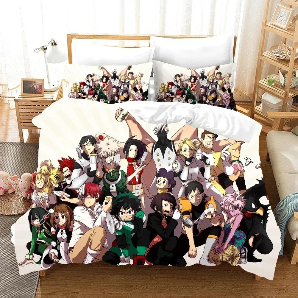 Comforter New Anime My Hero Academy Bedding Set Anime Characters 3D Quilt Bed Set Queen King Size Kids Boys Home Textile