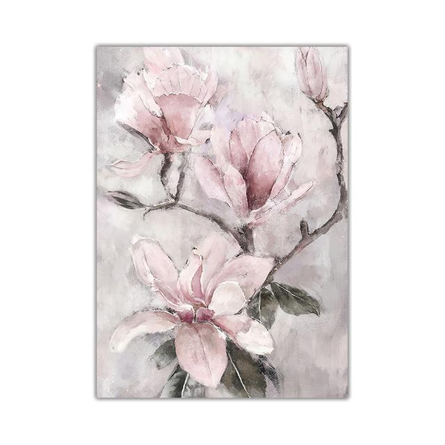 Pink Floral Posters Print for Nordic Bathroom Living Room Flower Wall Art Canvas Painting Home Wall Decor Pictures Farmhouse