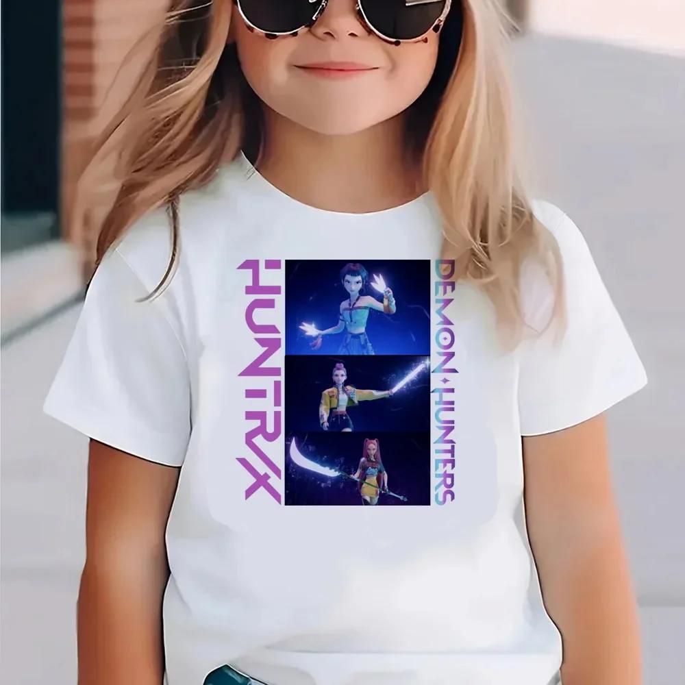 KPop Demon Hunters Kids Clothes 2026 Hot Anime T-shirt Harajuku Girls Casual T-Shirt Fashion Movie T Shirts