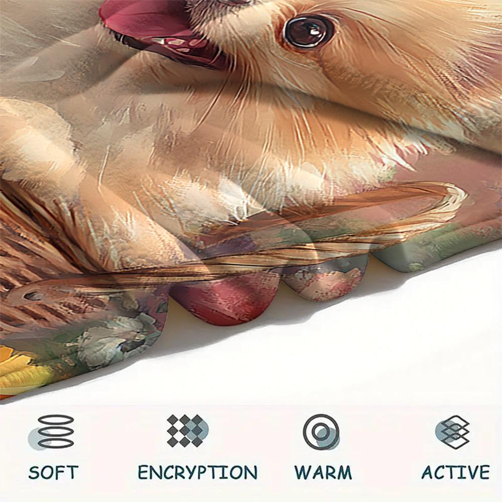 Pomeranian Print Flannel Blanket, High quality Comfortable for All Seasons, Home Decor, Warmth and Comfort, Perfect for Christmas Gifts