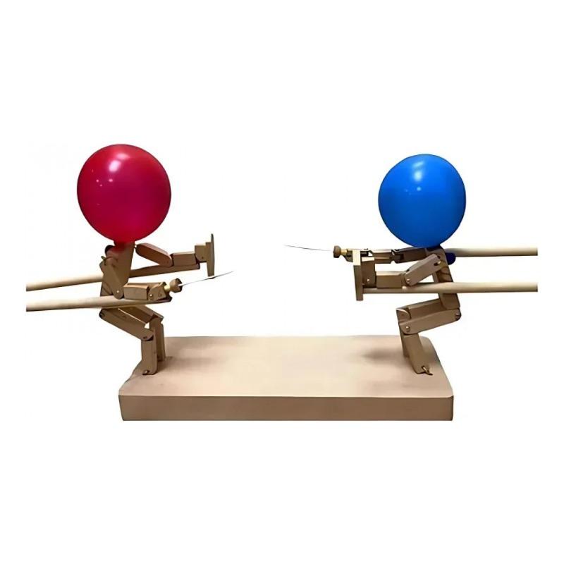 Inflatable Head Bamboo Joint Wooden Doll Toy Parent Child Interactive 2 Players Battle Game Poke Balloon Toy Party Game
