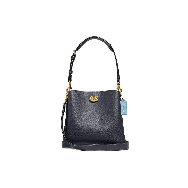 

New COACH Willow Grained Leather Shoulder Bag Crossbody Bag Handbag Medium Size Women s Dark Blue Purple C3766-B4EFH 23.6*10.9*22.1CM