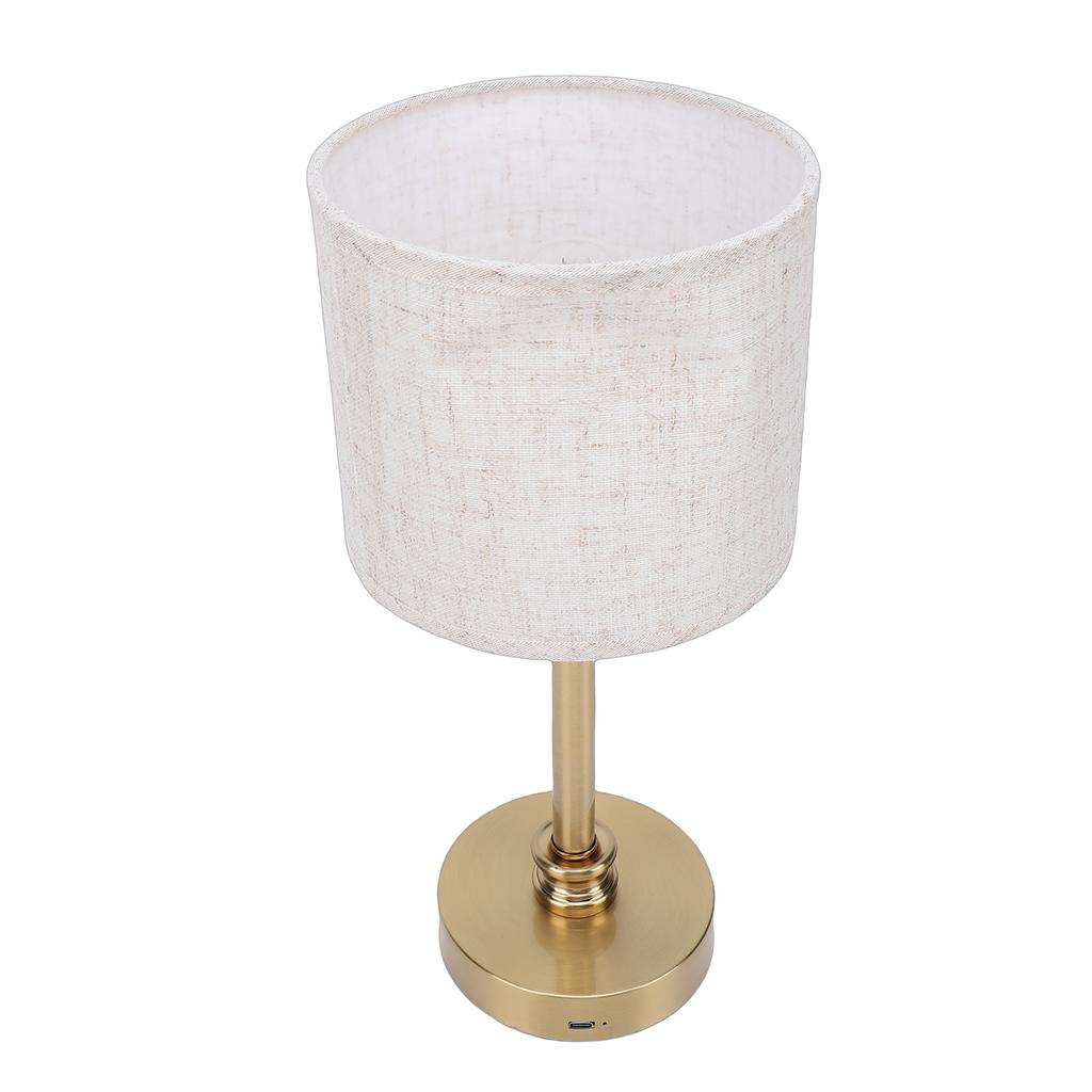 Cordless Fabric Table Lamp USB Rechargeable Bedside Table Lamp for Bedroom Touch Control Iron Aluminum Alloy