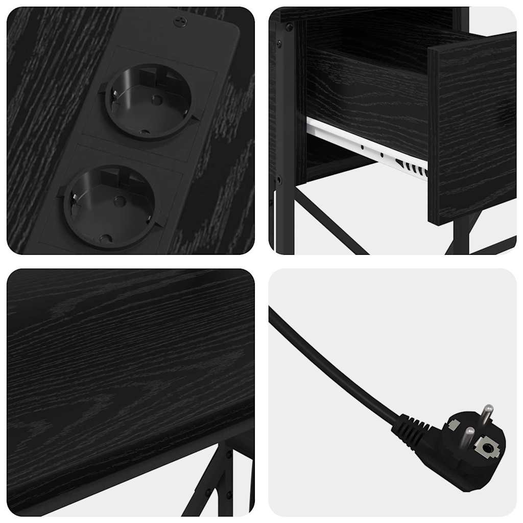 Desk with Shelf Black Oak Effect 120 X 79 X 86.5 Cm